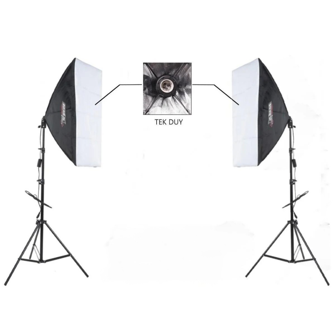 PDX 50×70 İkili Softbox – 2× Işık Ayağı Dahil (2 m)