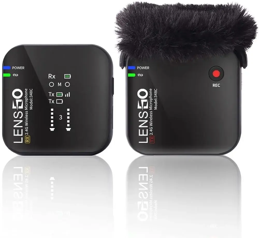 Lensgo 348C Kablosuz Yaka Mikrofon Seti + 32GB MicroSD Kart – Telefon & Kamera Uyumlu