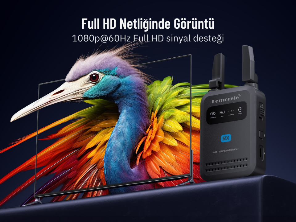 Lemorele R5000 200 Metre Kablosuz HDMI Video Aktarım Kiti (1080p 60Hz, 5GHz, Dual Anten)