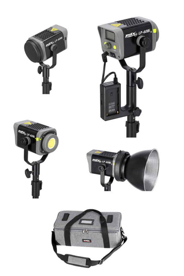 PDX LP60 Bi-Color 60W LED Işık + PDX 300 (300cm) Işık Ayağı, İçerik Üretim Seti