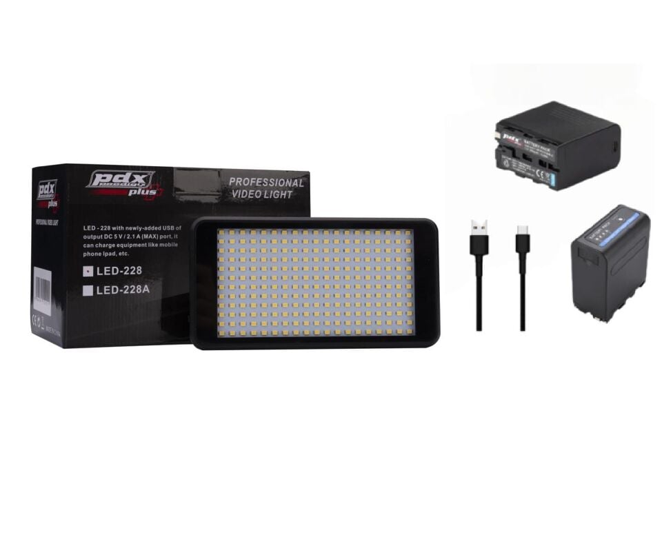 PDX 228 ve NP-F970 USB-C Bataryalı Led Işık Seti