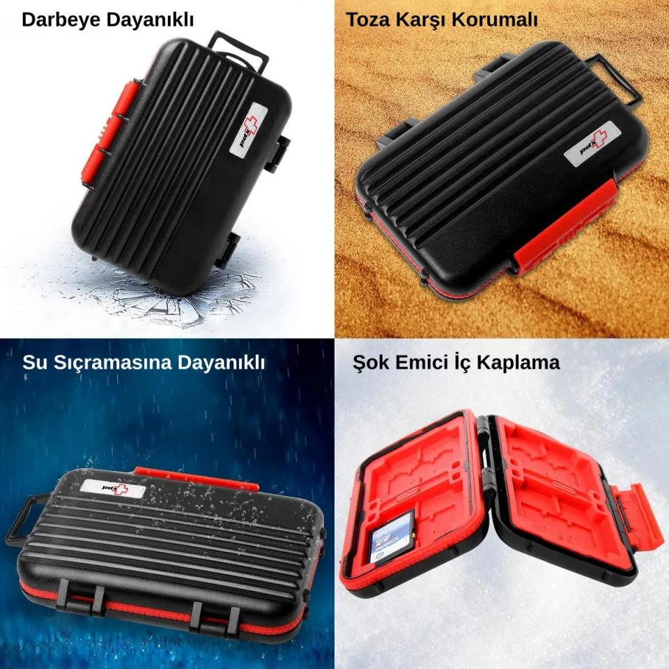 PDX Darbeye Dayanıklı Hafıza Kartı Koruma Kutusu (24 Kart – 4 CF / 8 SD / 12 MicroSD)