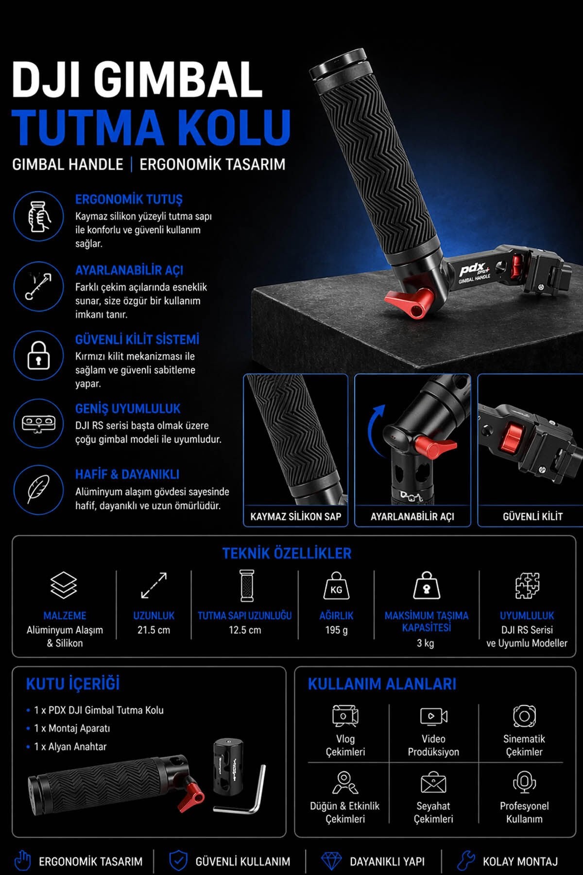 PDX Pro TH170 Gimbal Tutma Kolu