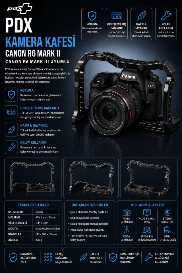 PDX Kamera Kafesi Canon R6 Mark II | R6 MARK III UYUMLU