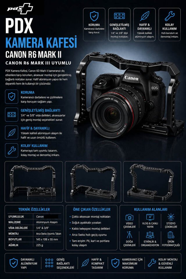 PDX Kamera Kafesi Canon R6 Mark II | R6 MARK III UYUMLU