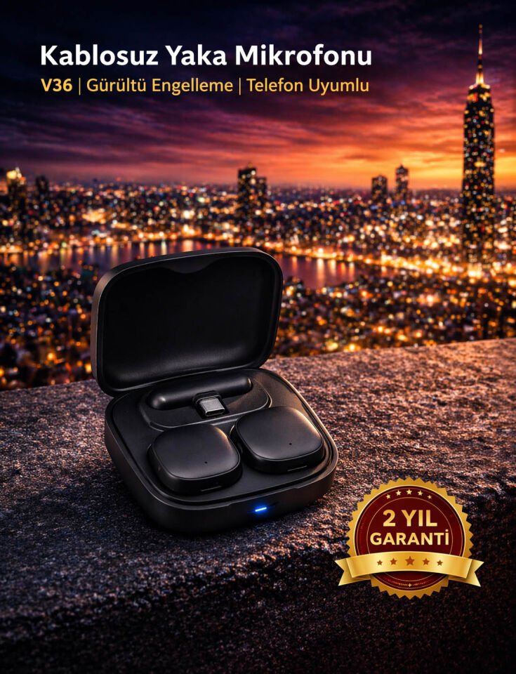 Kablosuz Yaka Mikrofonu V36 | Gürültü Engelleme | Telefon Uyumlu