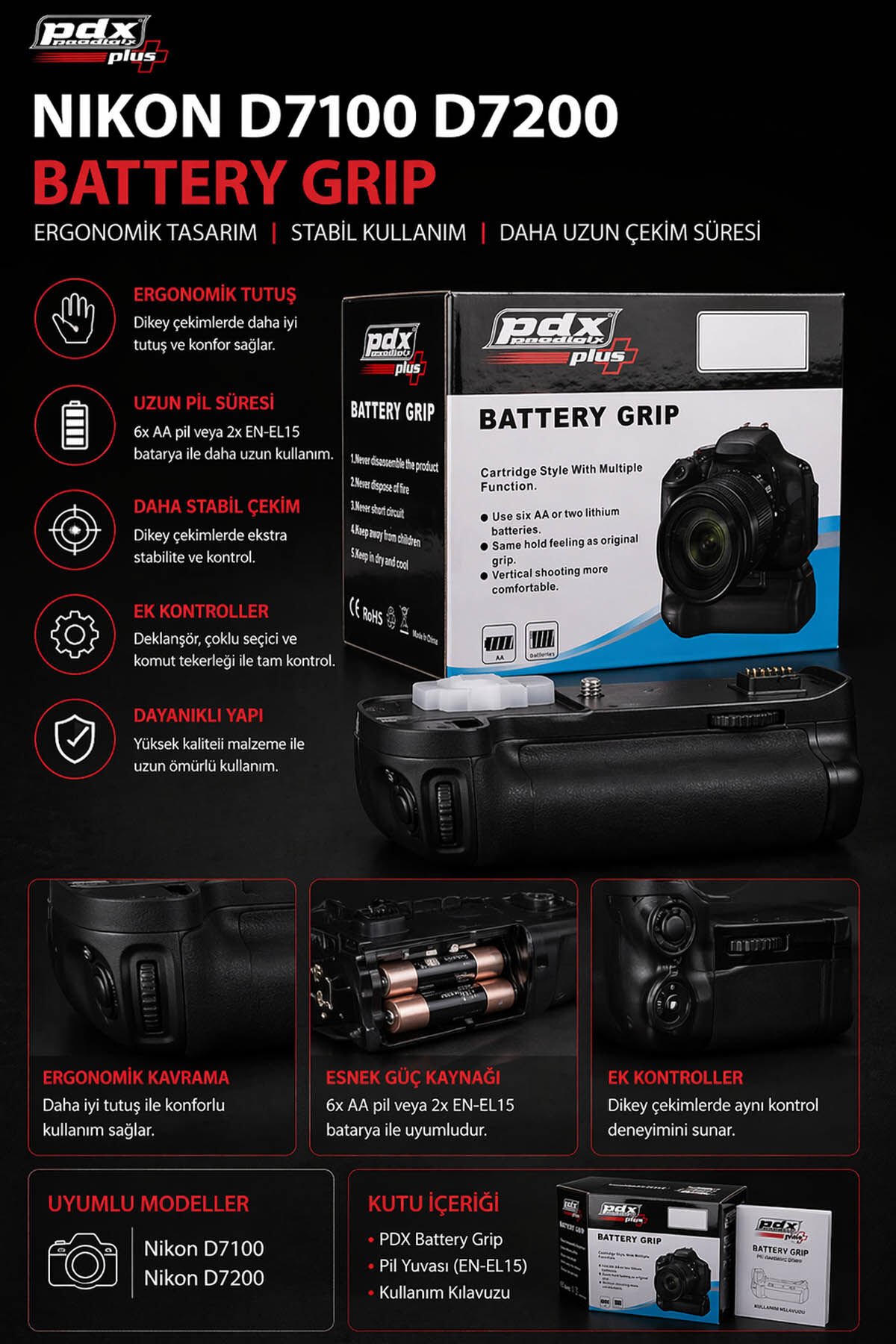 PDX Nikon D7100/D7200 Battery Grip