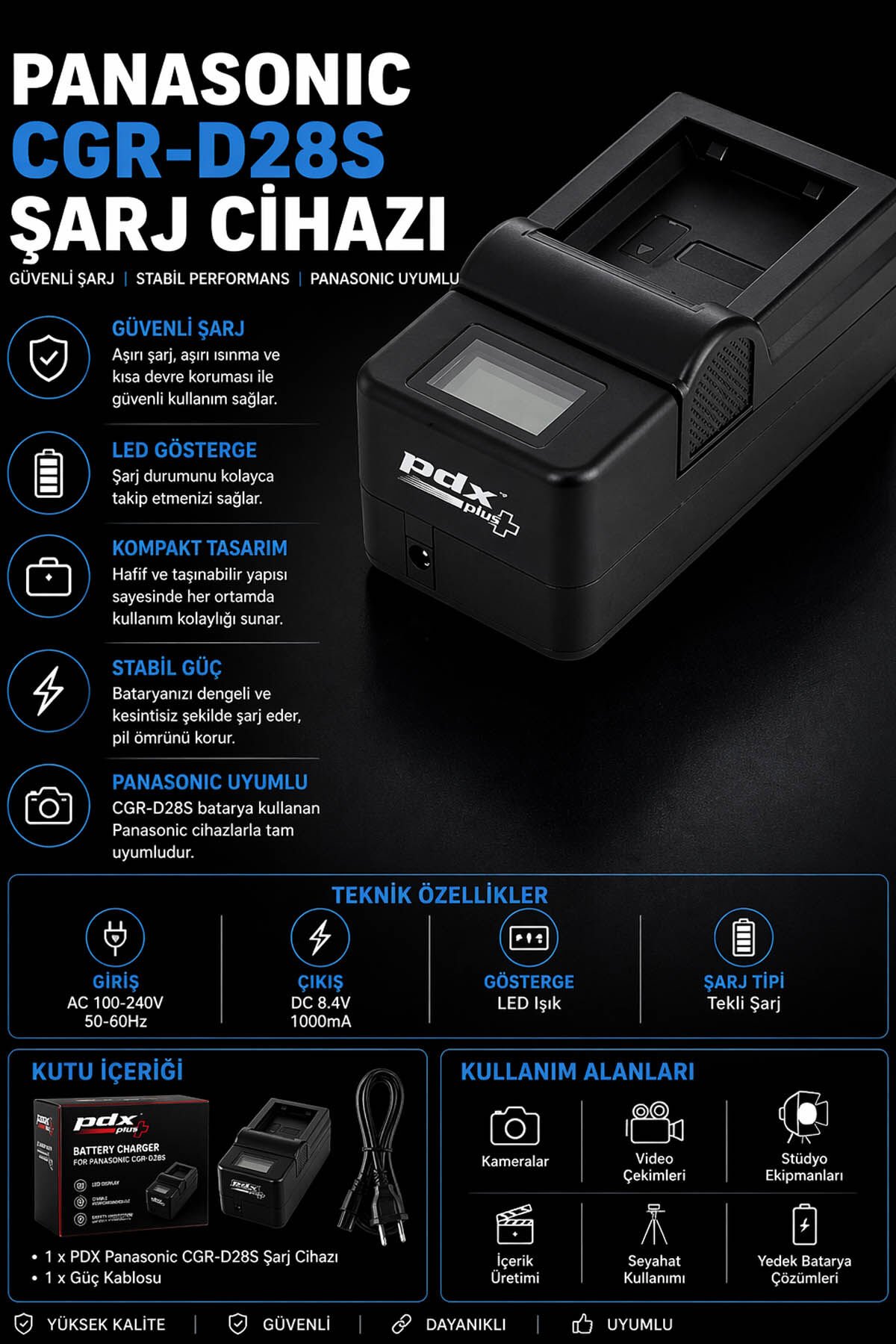 PDX Panasonic CGR-D28S Şarj Cihazı