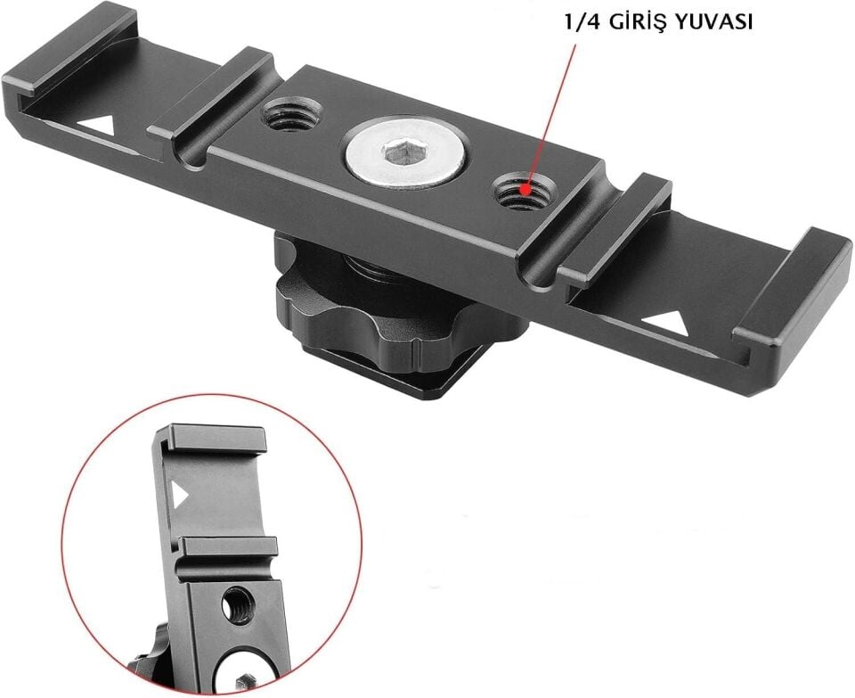 PDX İkili Aksesuar Aparatı HB-104 | Cold Shoe | Mikrofon Işık