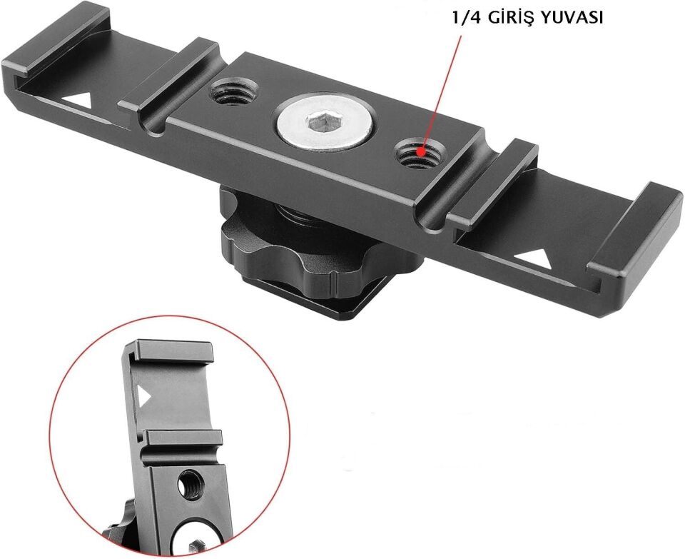 PDX İkili Aksesuar Aparatı HB-104 | Cold Shoe | Mikrofon Işık