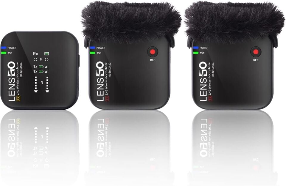 LENSGO LWM-348C Kablosuz Yaka Mikrofonu | 2.4GHz | Çiftli Sistem