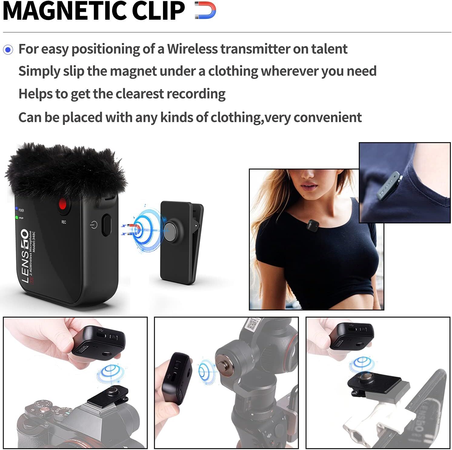LENSGO LENSGO LWM-348C Kablosuz Yaka Mikrofonu | 2.4GHz | Çiftli Sistem Görsel 7
