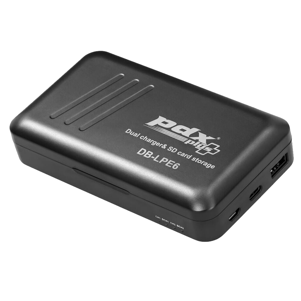 PDX Canon LP-E6 İkili Şarj Cihazı ve SD Kart Kutusu | Powerbank