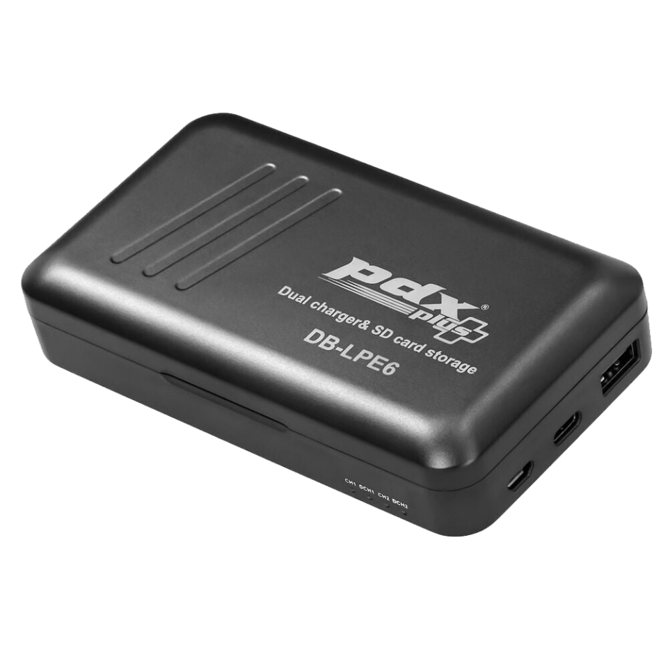 PDX Canon LP-E6 İkili Şarj Cihazı ve SD Kart Kutusu | Powerbank