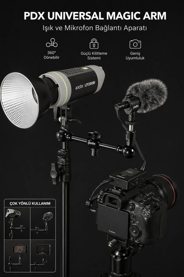 PDX Universal Magic Arm | Işık ve Mikrofon Bağlantı Aparatı