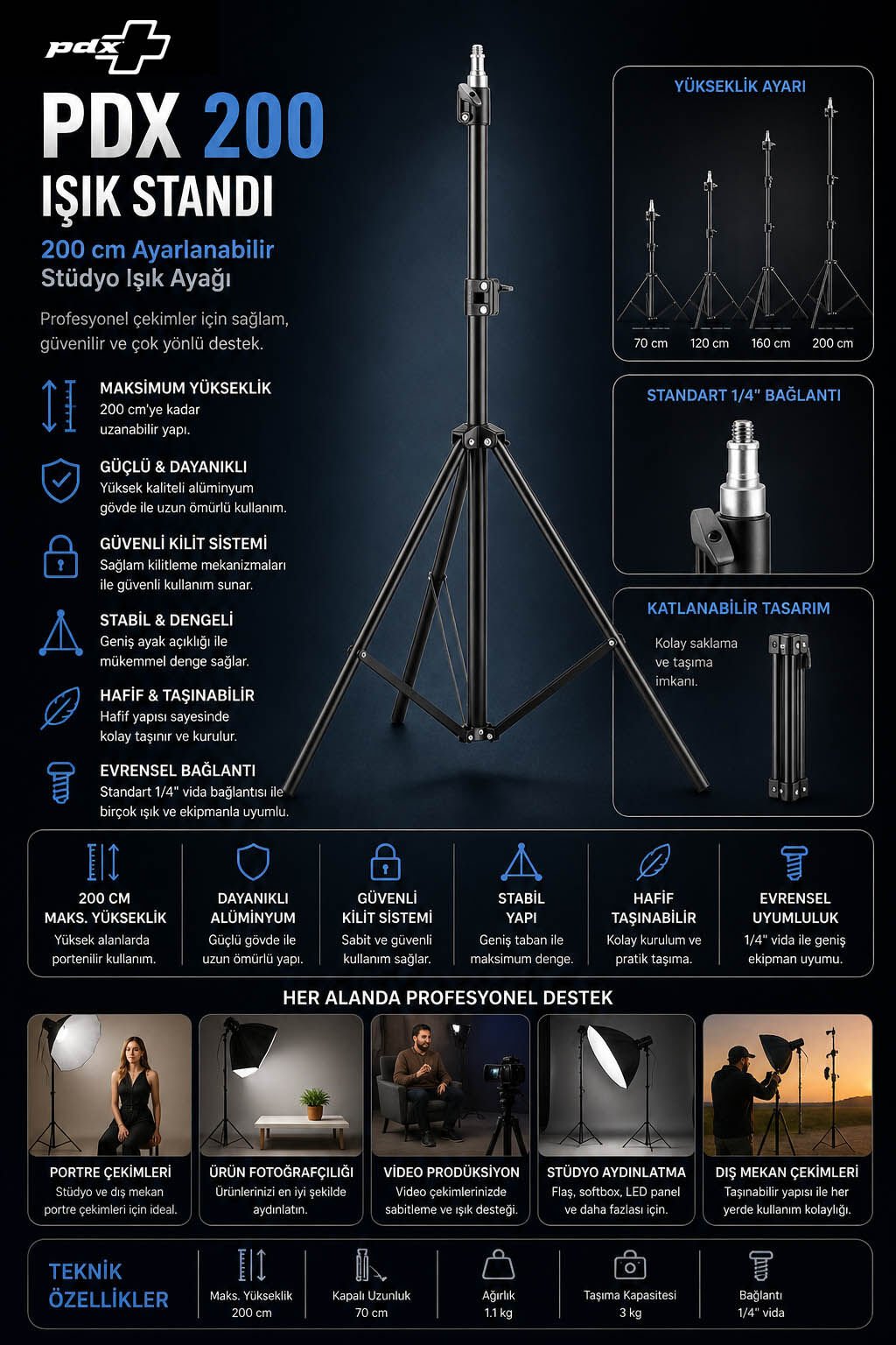 PDX 200 Işık Standı
