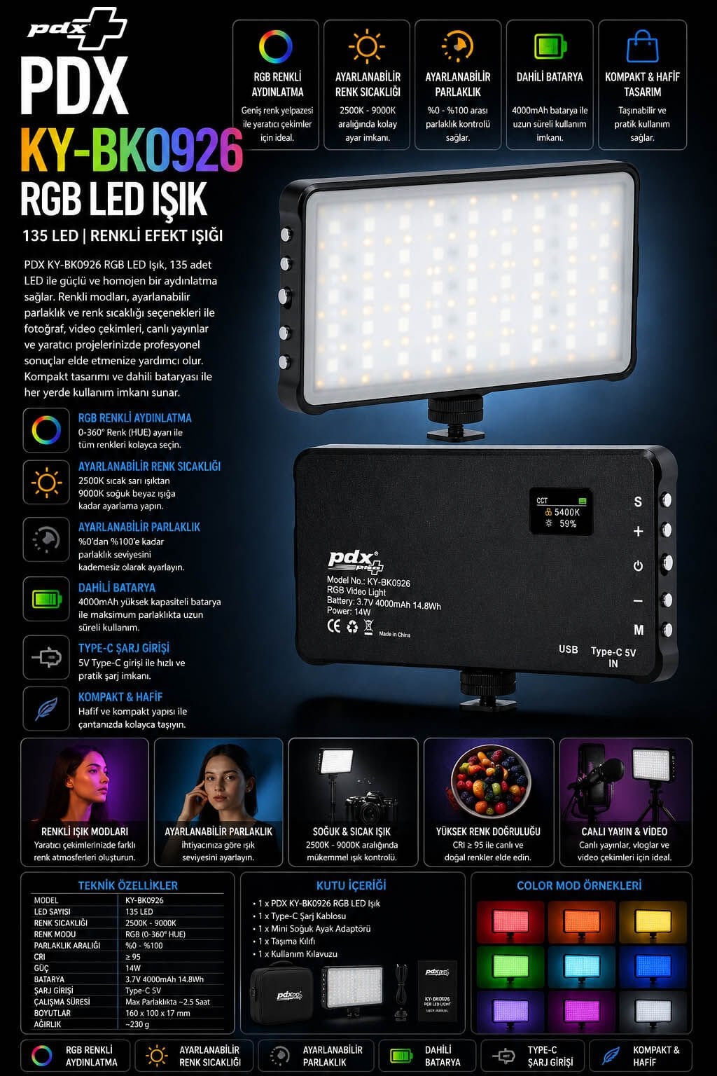 PDX KY-BK0926 RGB LED Işık