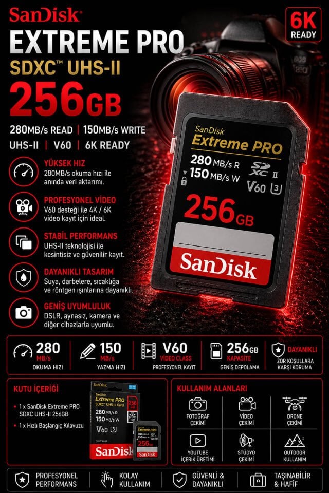 SanDisk Extreme PRO SDXC 256GB | UHS-II | 6K