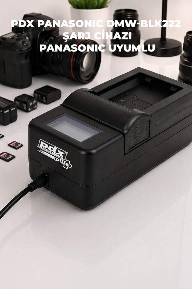 PDX Panasonic DMW-BLK222 Şarj Cihazı | Stabil Şarj | Panasonic Uyumlu