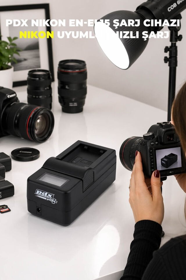 PDX Nikon EN-EL15 Şarj Cihazı | DSLR Uyumlu | Hızlı Şarj
