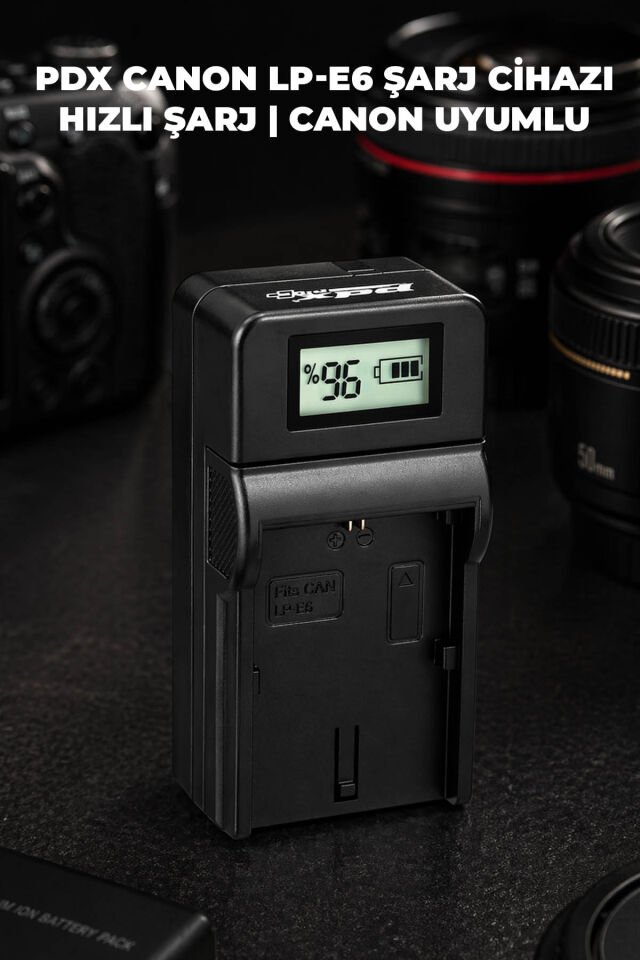 PDX Canon LP-E6 Şarj Cihazı | Hızlı Şarj | Canon Uyumlu