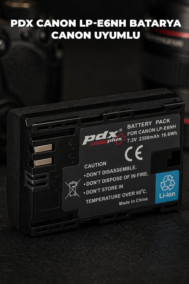 PDX Canon LP-E6NH Batarya | Yüksek Kapasite | Canon Uyumlu