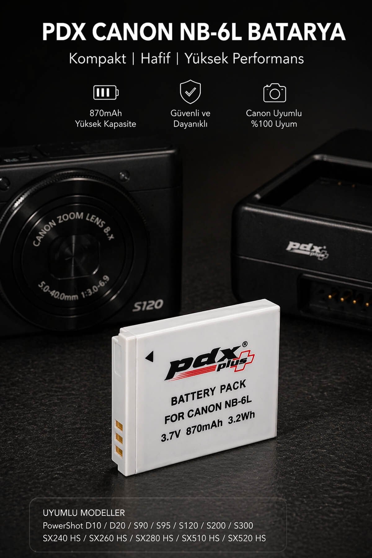 PDX PDX Canon NB-6L Batarya Görsel 3