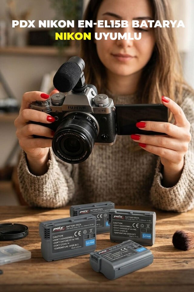 PDX Nikon EN-EL15B Batarya | DSLR Uyumlu | Yüksek Kapasite