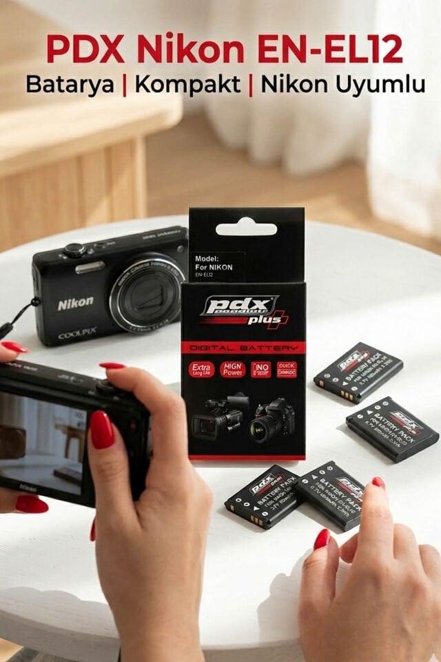 PDX Nikon EN-EL12 Batarya | Kompakt | Nikon Uyumlu