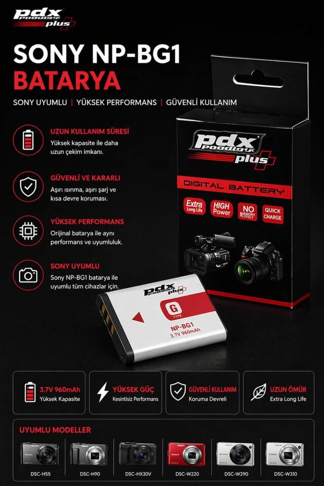 PDX Sony NP-BG1 Batarya | Sony Uyumlu Batarya