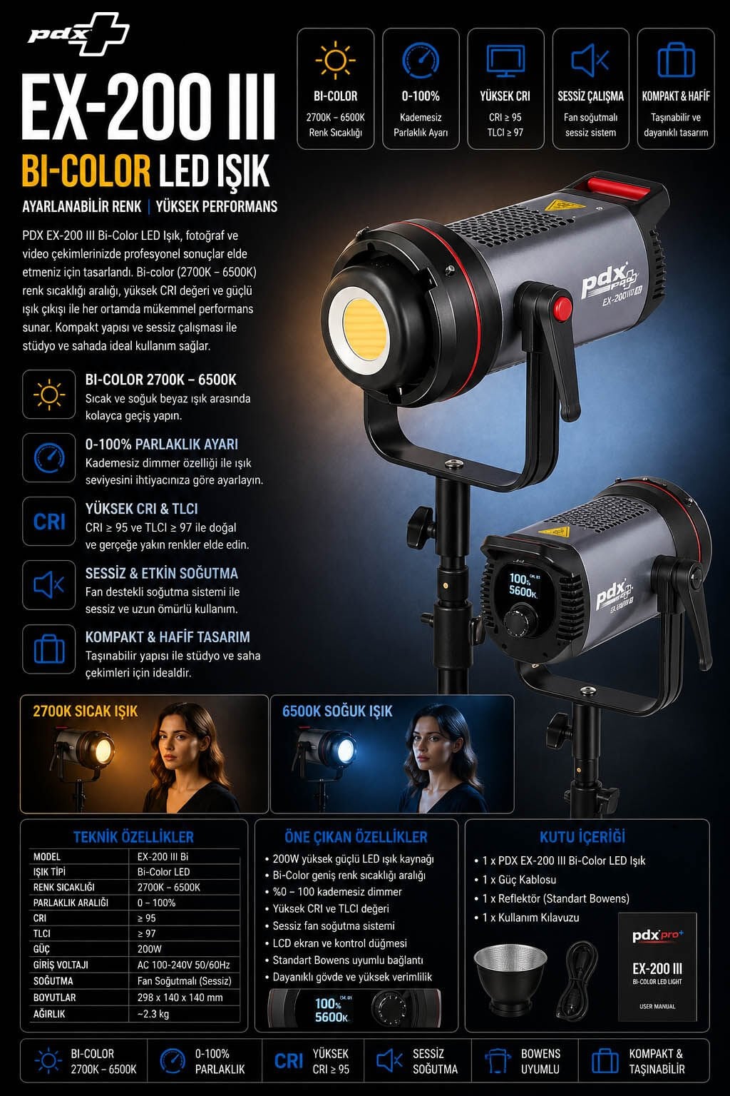 PDX EX-200 III Bi-Color LED Işık