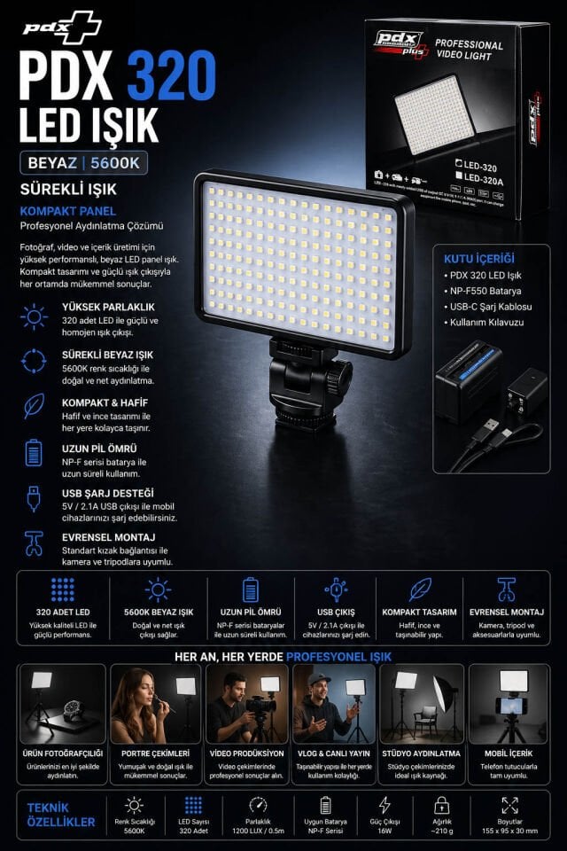 PDX 320 LED Işık | Beyaz | Sürekli Işık