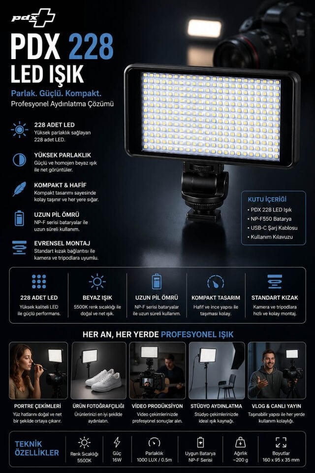 PDX 228 LED Işık | Beyaz | Kompakt Panel